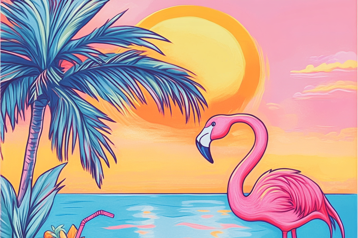 Neon Tropical Beach Party Scene, a Background Graphic by Printable Treasure (Photo 4 of 6)