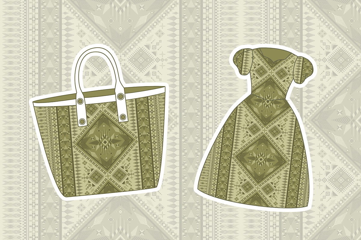 Green Olive Geometric Ethnic pattern, a Pattern Graphic by ThaiByGaew (Photo 5 of 5)