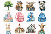 Back to School Animal Clipart, an Illustration by Design Market (Thumbnail 2 of 5)