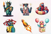Patriotic 4th of July Parrot Clipart, an Illustration by CreationArt (Thumbnail 4 of 5)