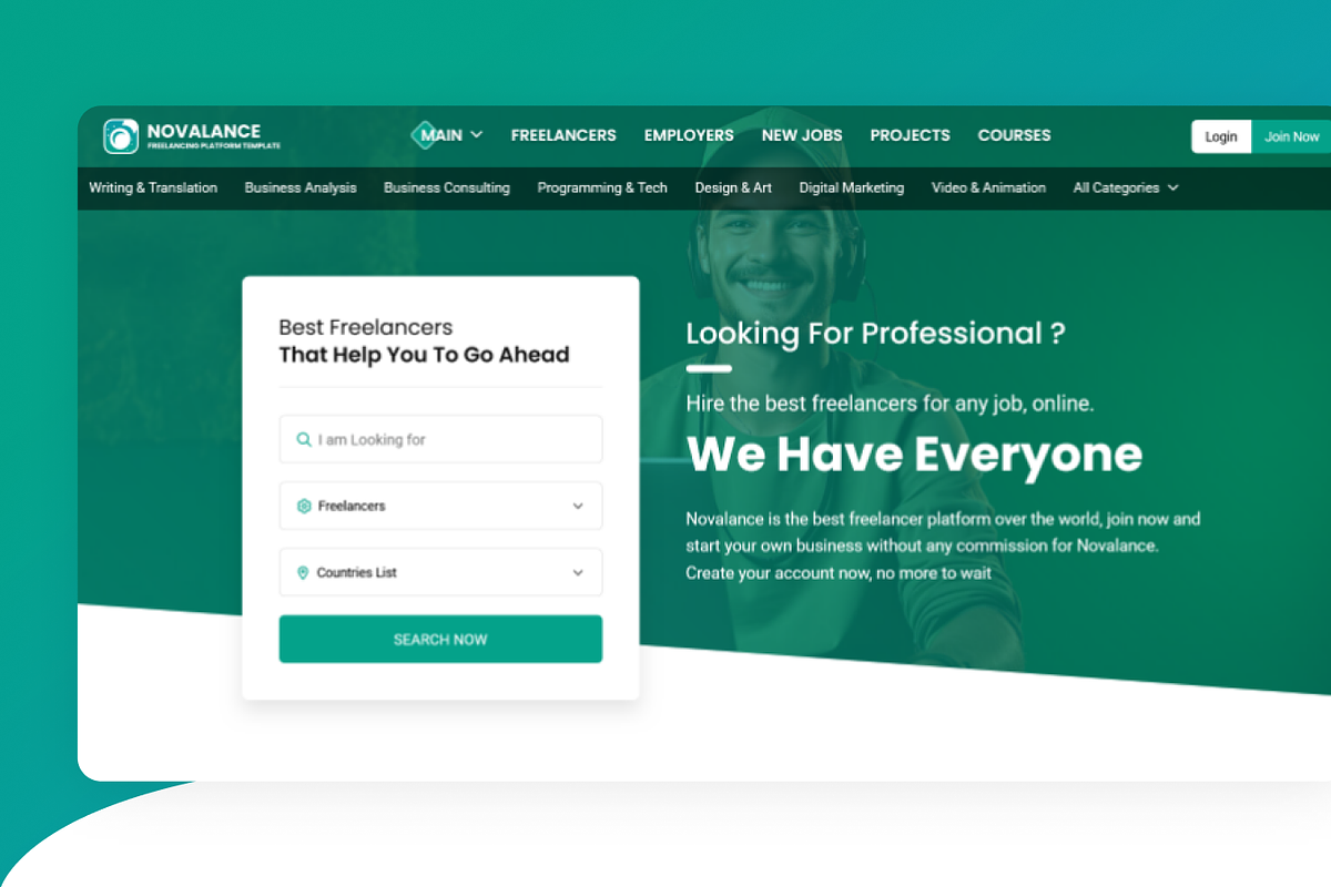 Novalance - Freelancer Marketplace, a HTML Template by Phenix Themes (Photo 2 of 13)