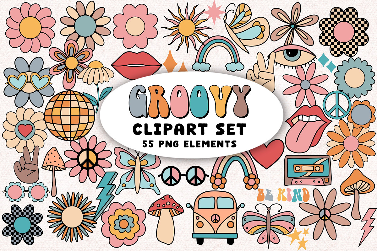 Retro Clipart Bundle Groovy Elements, a Graphic by Brush Lab (Photo 11 of 14)