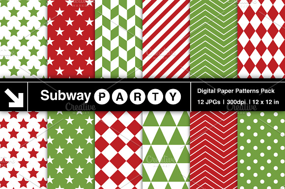 Xmas Red Green Geometric Papers preview 2