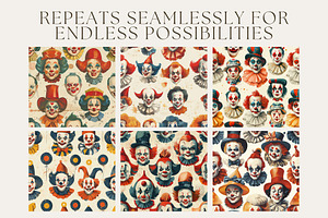 12 Olivia's Old-Timey Clown Patterns