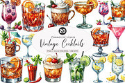 Vintage Cocktails Clipart, an Illustration by SinaCreation (Thumbnail 1 of 5)