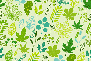 Patterns With Green Leaves.