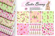 Easter Bunny Seamless Patterns, an Illustration by OlDm_Shop (Thumbnail 1 of 9)