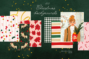 100 Christmas Backgrounds, a Background Graphic by PaperJamLab