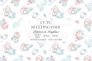 Cute Sleeping Baby Seamless Pattern, a Pattern Graphic by StudioGlouna