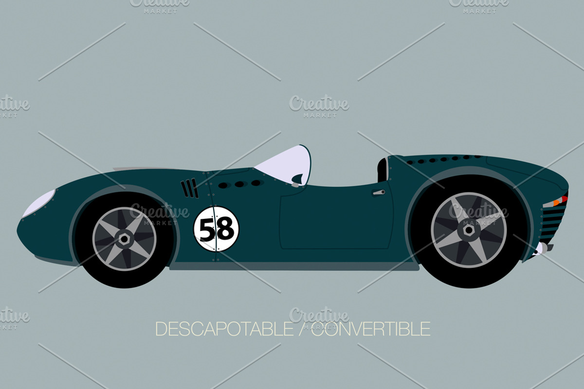 vintage street racing car, an Illustration by FMR IBERICA