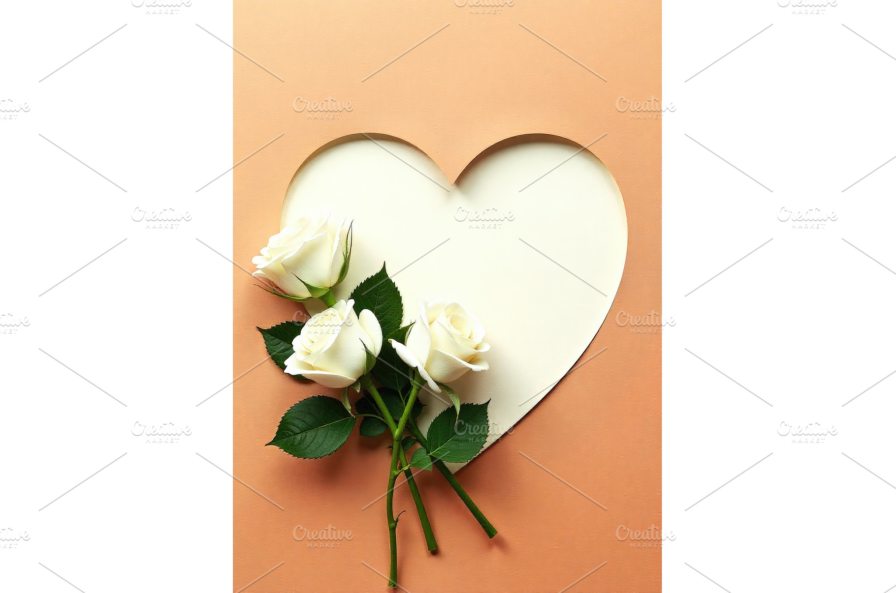 White roses with green leaves placed, a Background Photo by tilialucida