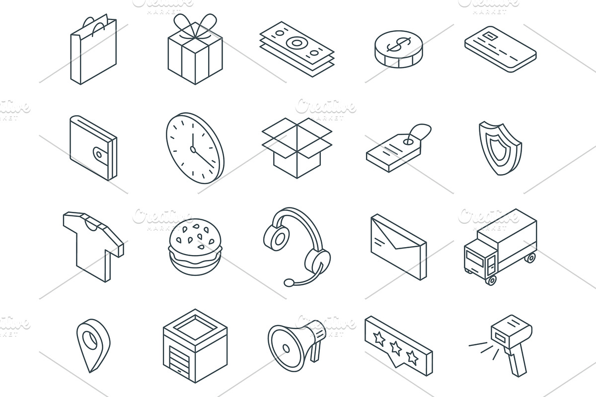 Isometric e-commerce icons. Delivery, a Finance Illustration by Valerie Bodnar