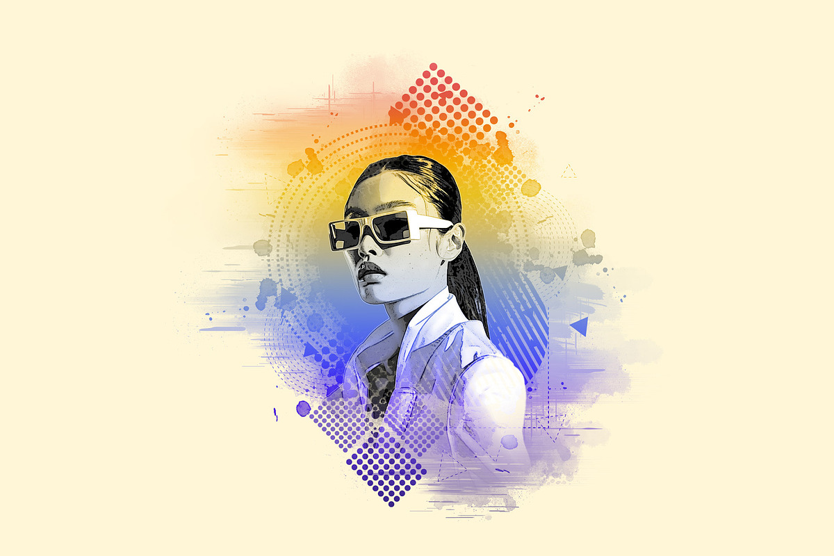 Geometric Portrait Photoshop Action, an Action Add-On by Photoshop Action (Photo 8 of 11)