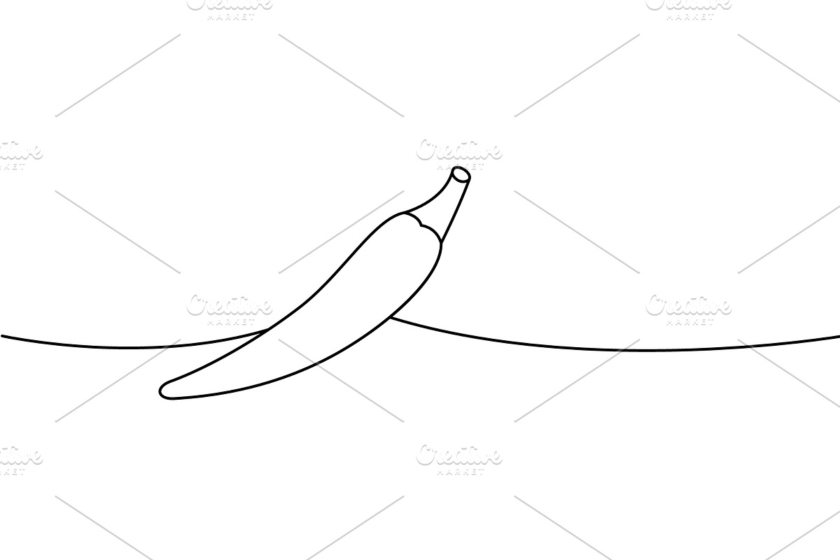 Chili pepper one line continuous, a Food Illustration by GraphiShop