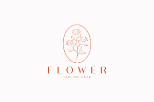 Logo Flower Minimalist Hand Drawn, a Branding & Logo Template by Signatoro