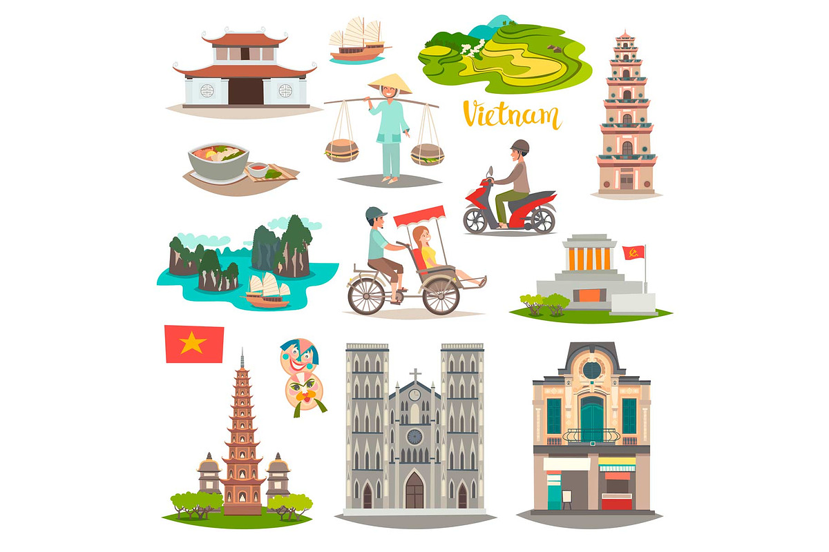 Vietnam map and Vietnam set art, an Object Graphic by Rimma (Photo 2 of 4)