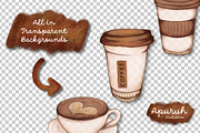 Coffee Watercolor Set Clipart, a Food Illustration by creationsbyapuruh (Thumbnail 3 of 5)