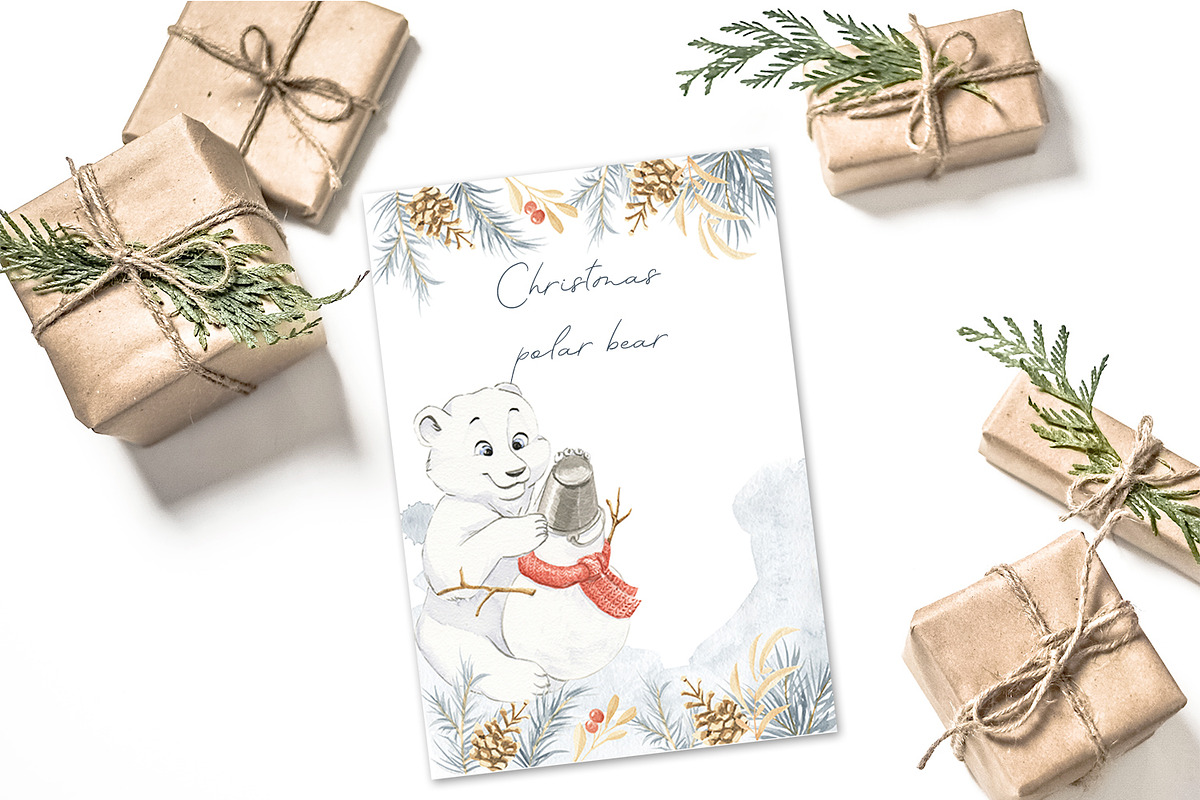 Christmas polar bear, an Animal Illustration by Love Watercolor Store (Photo 6 of 9)