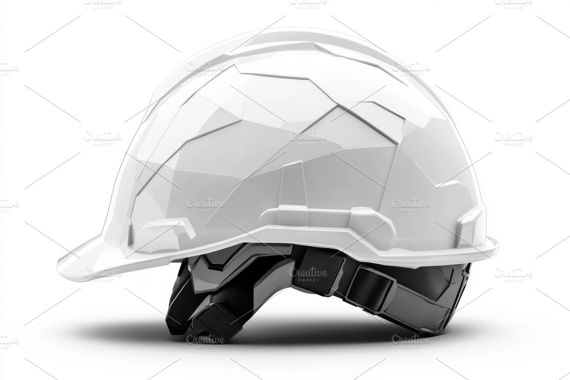 A glossy white construction helmet displayed on a clean background, featuring a, a Background Photo by ImageMir