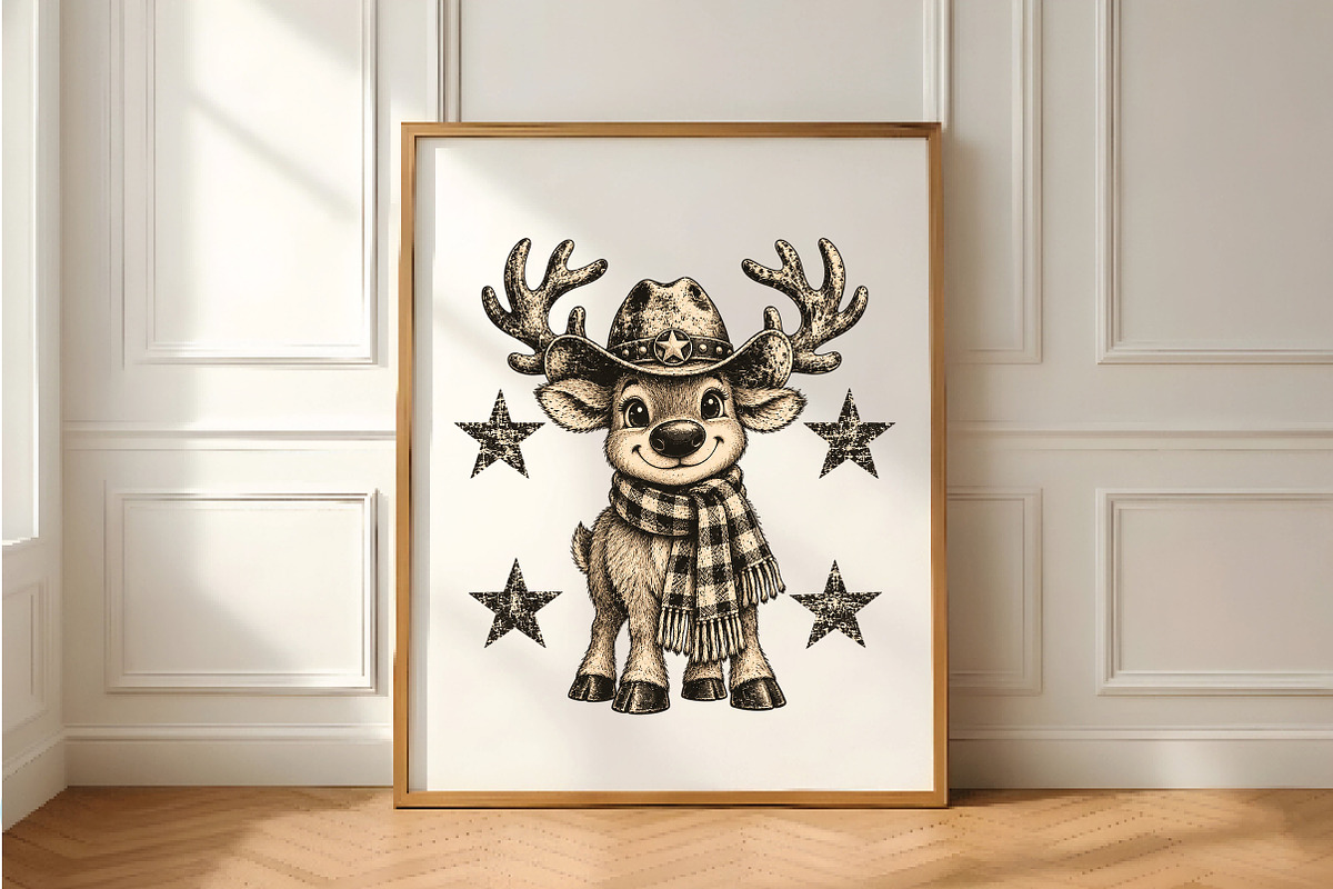 Vintage Reindeer Christmas PNG, a Seasonal Illustration by Daily.Designs (Photo 5 of 5)