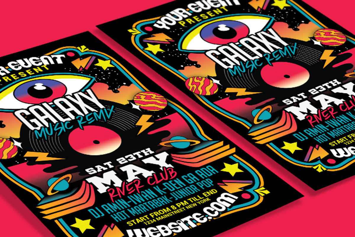 Retro Disco Galaxy Electro Party Fla, a Flyer Template by Muhamad Iqbal hidayat (Photo 4 of 4)