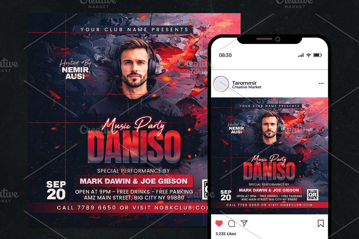 2 Guest Dj Party Flyer Template, a Flyer Template by Tarommir (Photo 4 of 5)