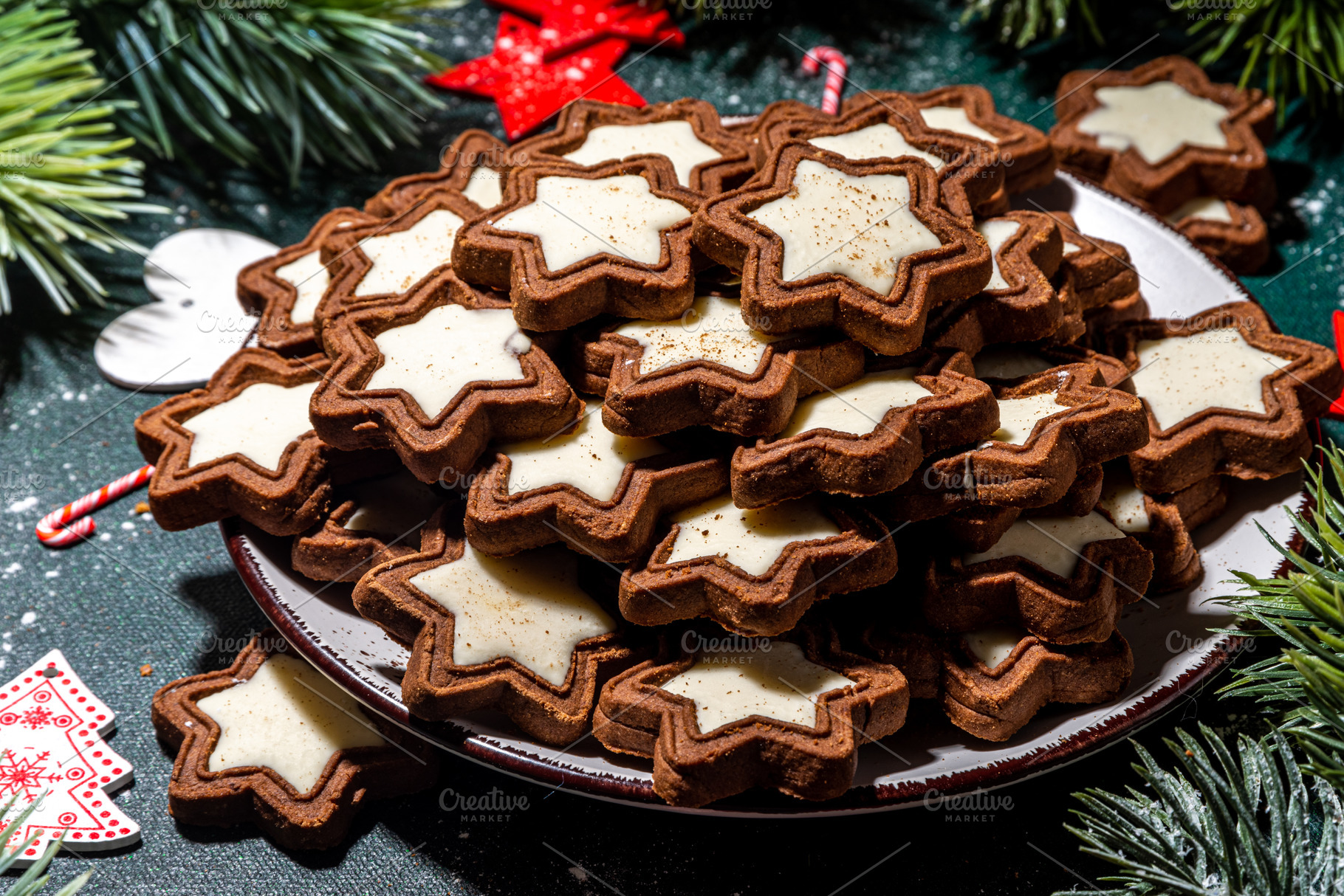 Christmas star sugar glazed cookies, a Food & Drink Photo by Rimma