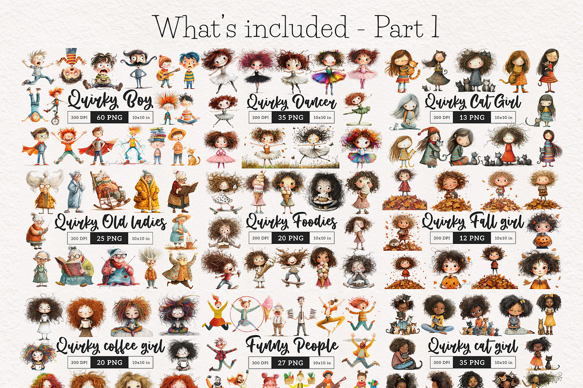 Whimsical People Clipart Bundle, a Person Illustration by PaintPixelCo (Photo 13 of 15)