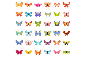 Butterfly Icons Set Flat Vector