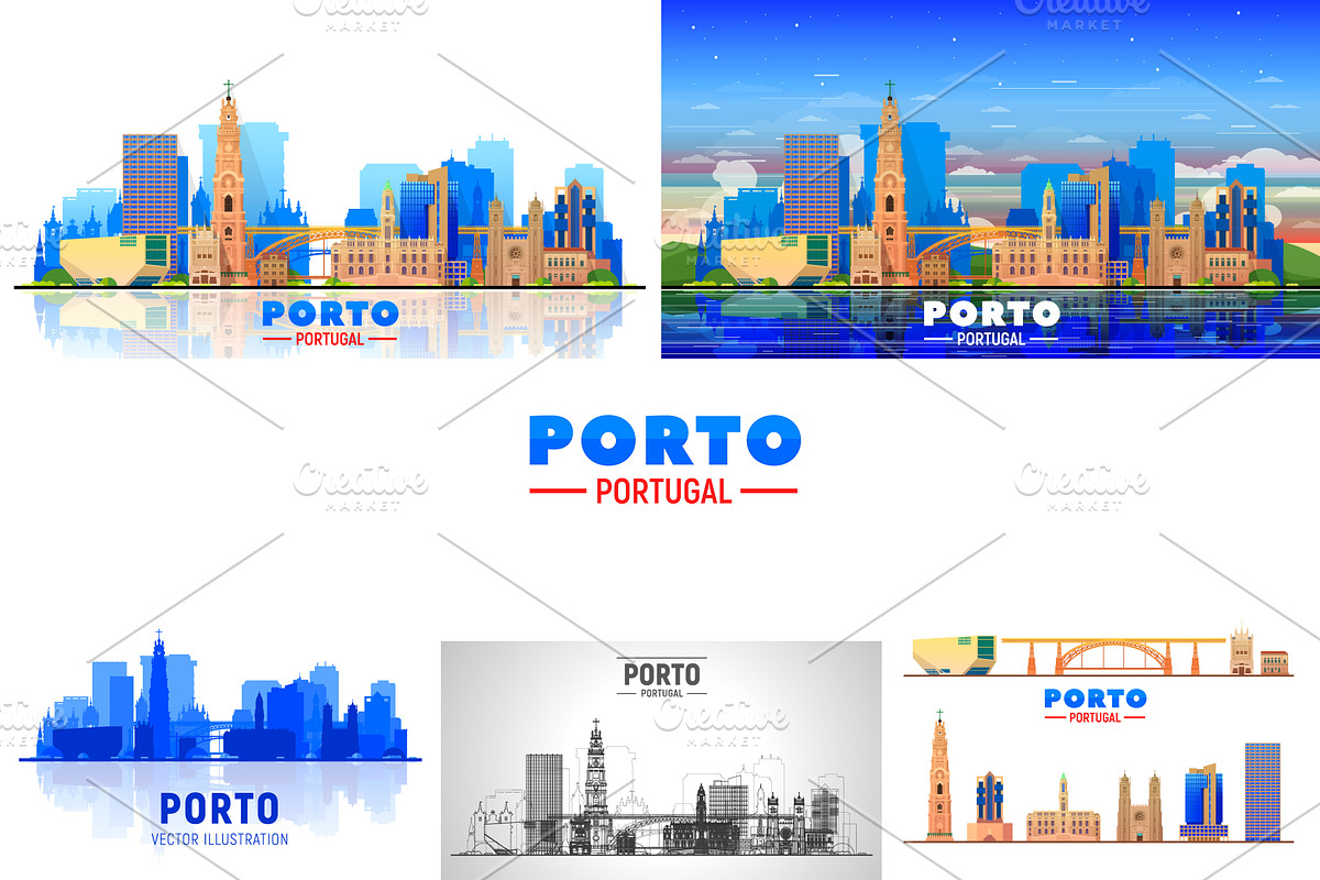 Porto Portugal skyline illustration, an Illustration by Sky and glass (Photo 1 of 7)
