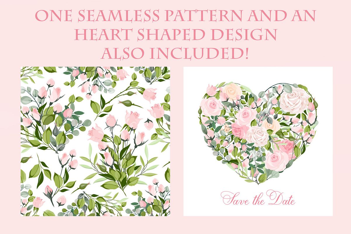Watercolor Pink Roses Vector Set, a Decorative Illustration by FourLeafLover (Photo 7 of 10)