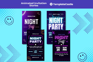 Neon Night Party Instagram Story, a Templates & Theme by TemplateCastleStore