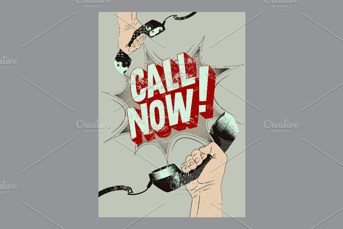 Call Now! Vector retro poster set., a Technology Illustration by PoPaShop (Photo 3 of 8)