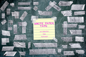 43 Isolated White Paper Tape Overlay, an Object Graphic by smishura