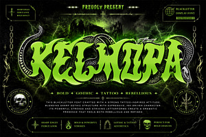 Kelmora - Retro Gothic Tattoo Font