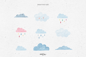 CLOUD BUNDLE / Watercolor Clipart