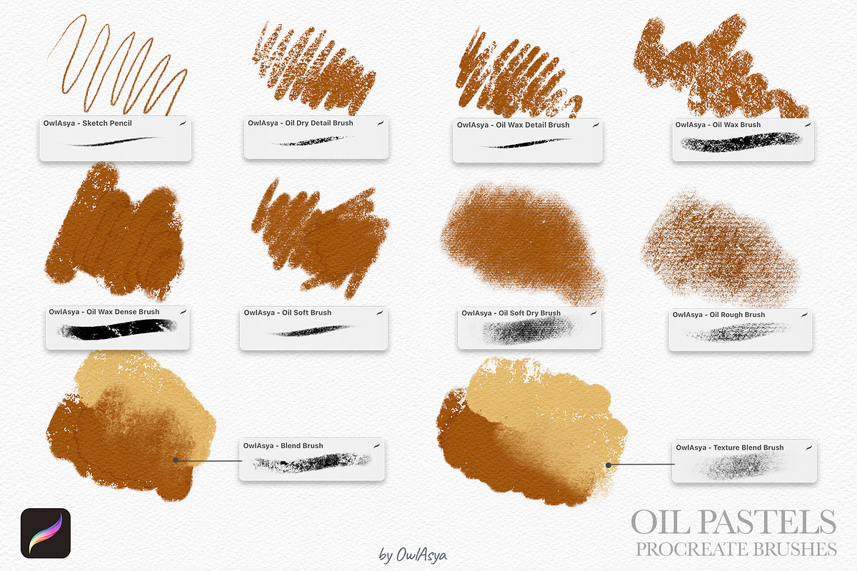 Oil Pastels Procreate Brushes, a Brush Add-On by owlasya (Photo 3 of 8)