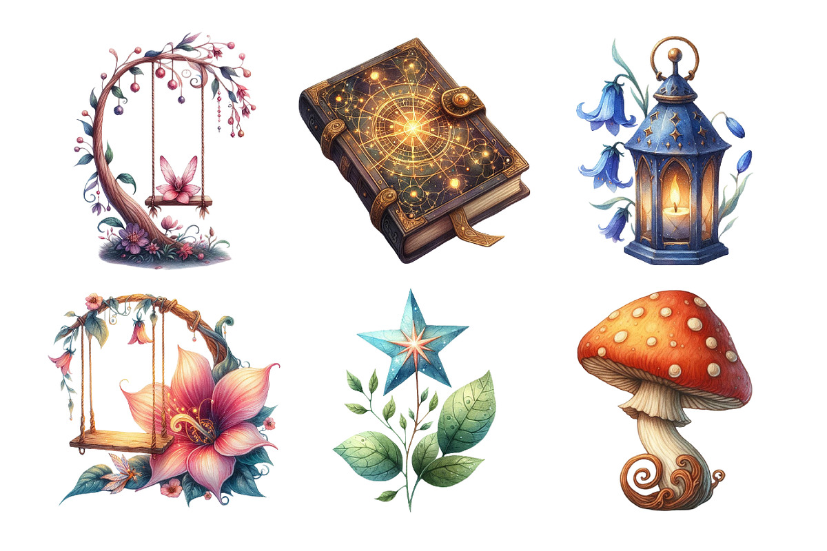 Fairy Garden Watercolor Clipart, an Illustration by Daily.Designs (Photo 5 of 5)