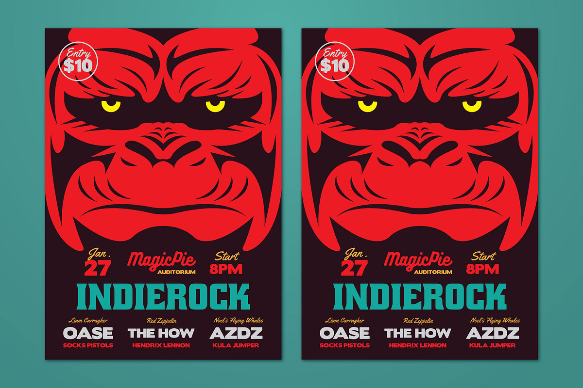 Gorilla Indie Rock Flyer, a Flyer Template by ashenterprise (Photo 2 of 3)
