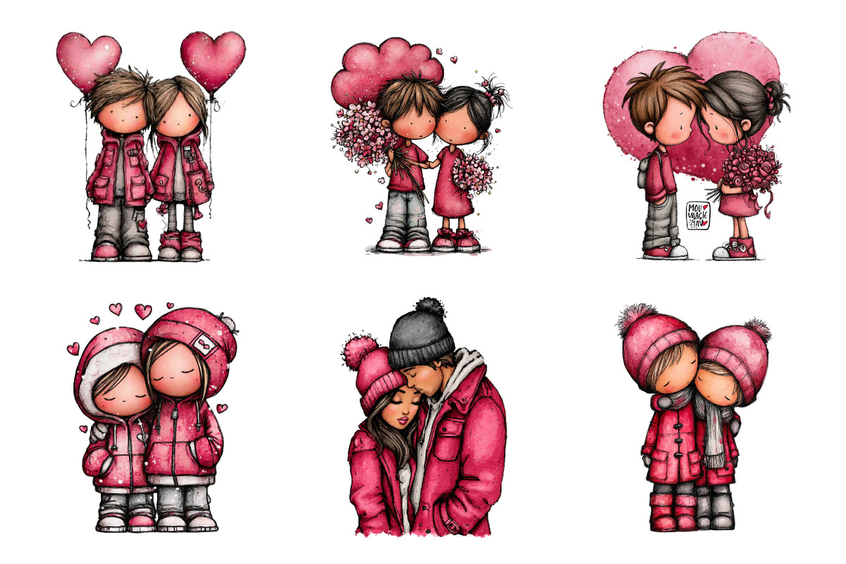 Valentines Couple Clipart, an Illustration by SinaCreation (Photo 4 of 11)