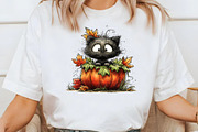 Whimsical Black Halloween Cat, a Seasonal Illustration by Designworld (Thumbnail 7 of 9)