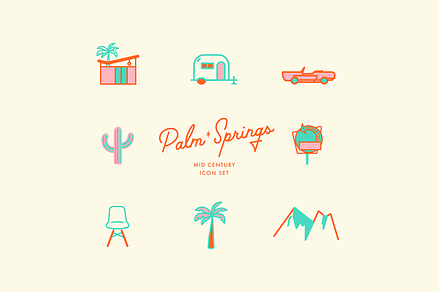 Palm Springs Icon Set, an Icon by Goods & Feels Co.