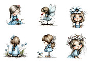 Flowers and Girls Clipart, an Illustration by CreationArt (Thumbnail 3 of 6)
