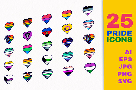 Pride Heart Flags, an Outline Icon by barsrsind