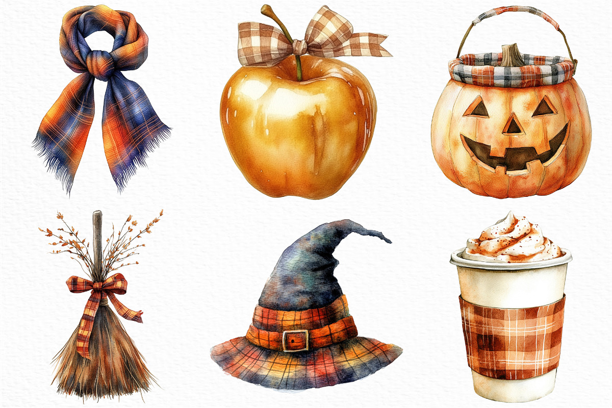 Halloween Autumn Plaid Clipart, an Illustration by Craft Nest (Photo 4 of 6)