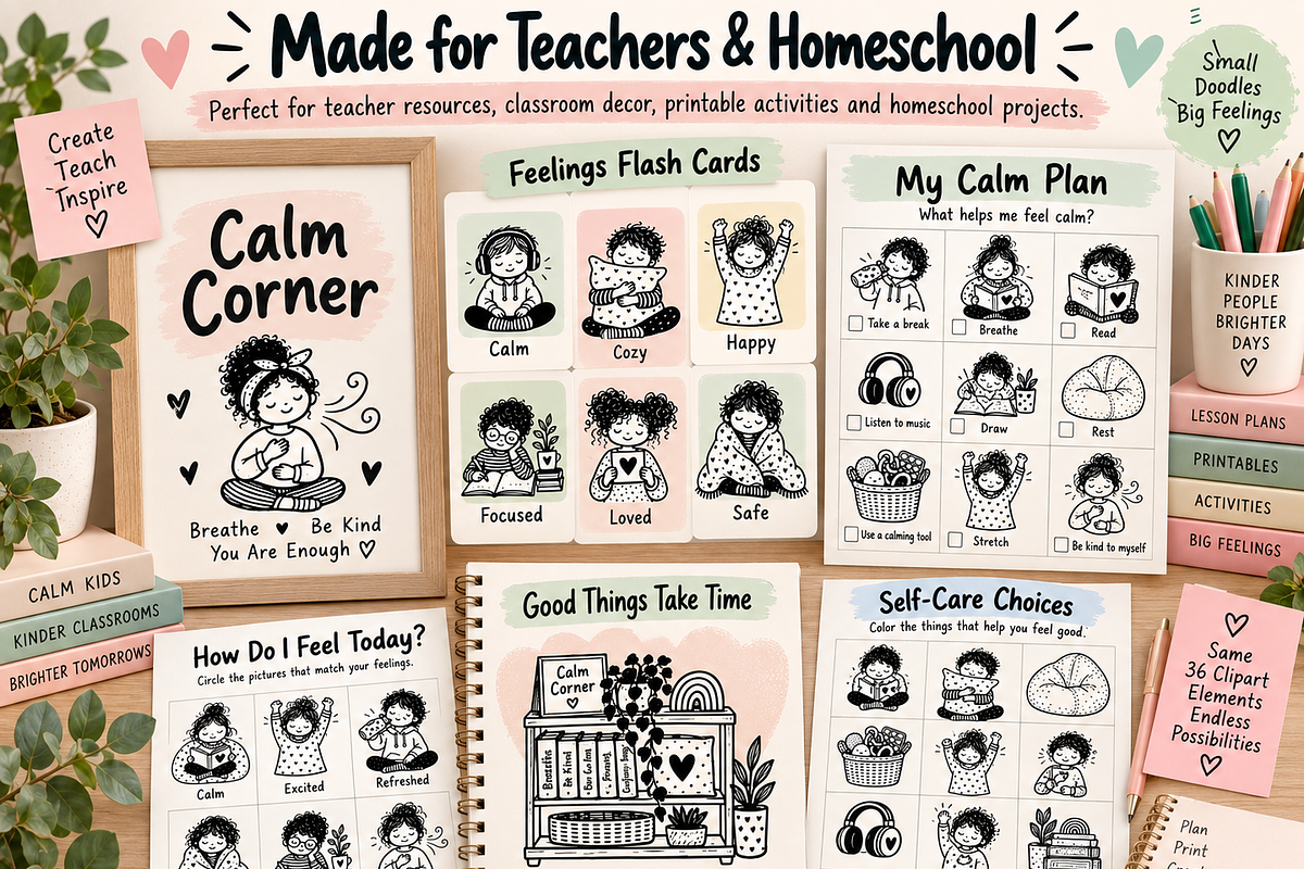 Calm Corner Doodle Clipart, an Education Illustration by PassionPNGcreation (Photo 4 of 4)