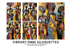 Vibrant Ethnic Silhouettes, a Decorative Illustration by Digital Art Creations