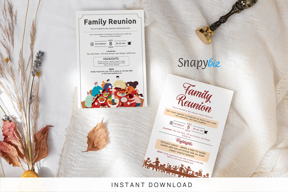 Family Reunion Invitation Canva Temp, an Invitation Template by Snapybiz (Photo 1 of 10)