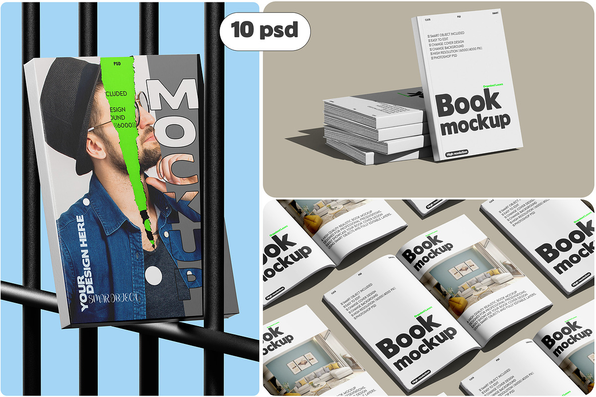 Book Mockup Set, a Books & Magazine Mockup by pixelmock (Photo 1 of 12)