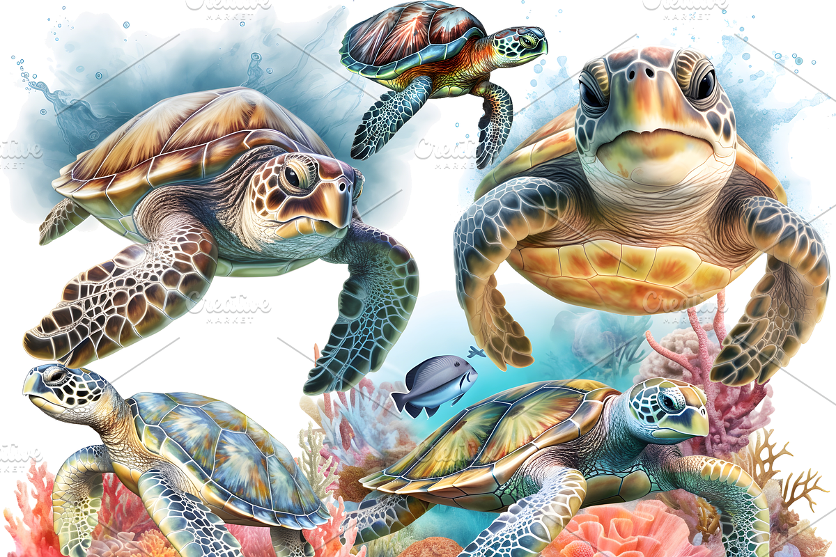 Watercolor Sea Turtle Clipart, an Object Graphic by ArtisticTimberStudio (Photo 2 of 2)